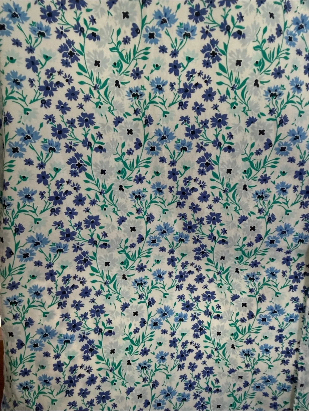 J. Crew Short-Sleeve Floral Button-Up Shirt — White with Blue & Green Print